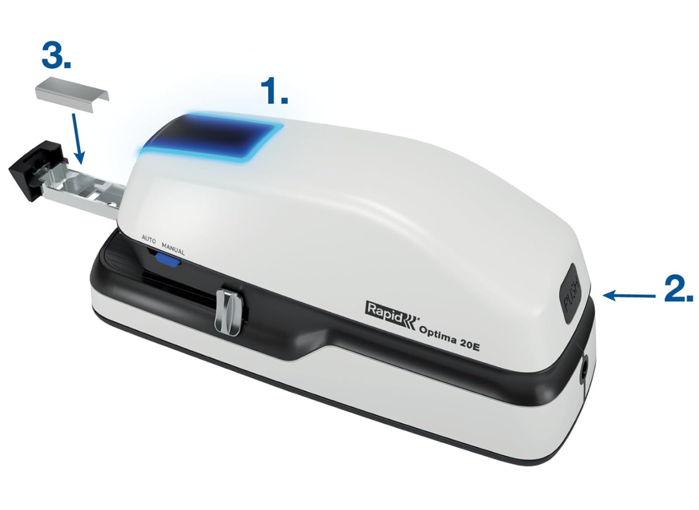 RAPID Optima 20E – Agrafeuse électrique automatique sans contact – 20 feuilles