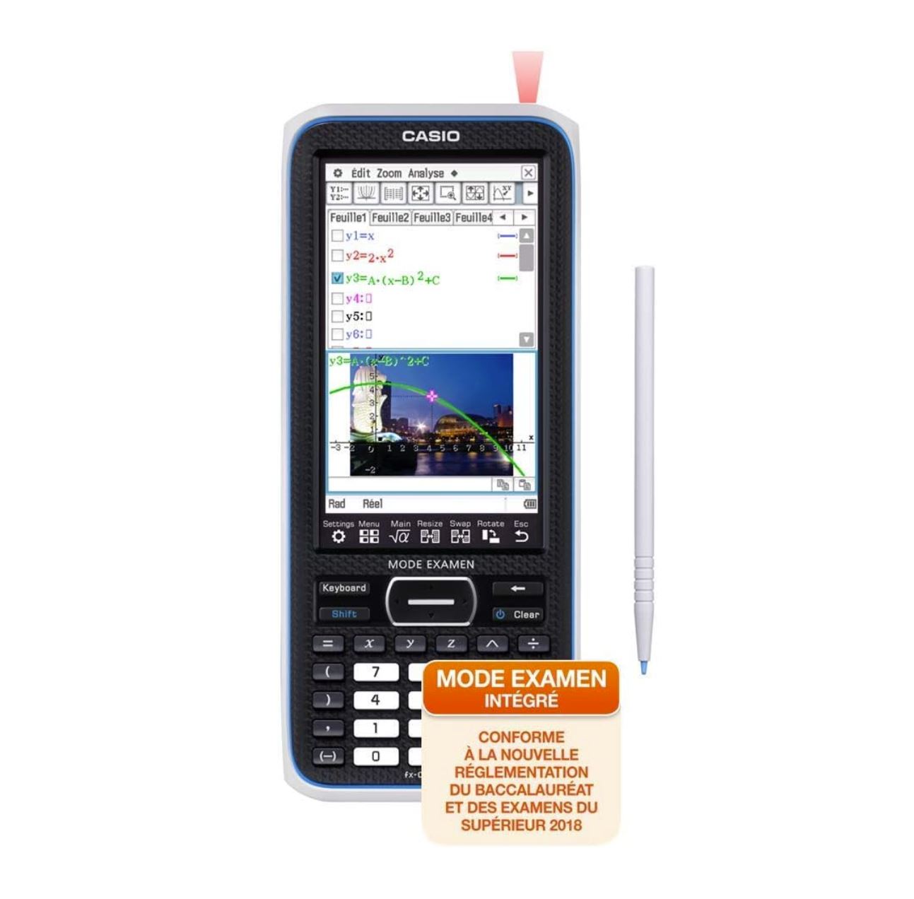 Casio FX-CP400+E – Calculatrice Graphique Tactile Haute Résolution – Mode Examen – Couleur – Adaptée Lycée & Supérieur