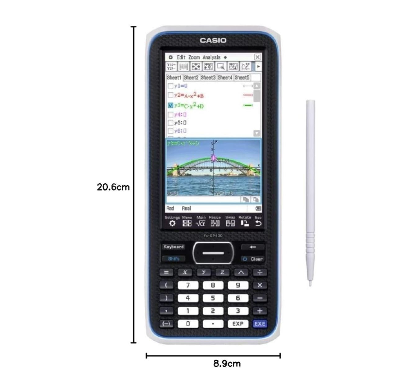 Casio FX-CP400+E – Calculatrice Graphique Tactile Haute Résolution – Mode Examen – Couleur – Adaptée Lycée & Supérieur