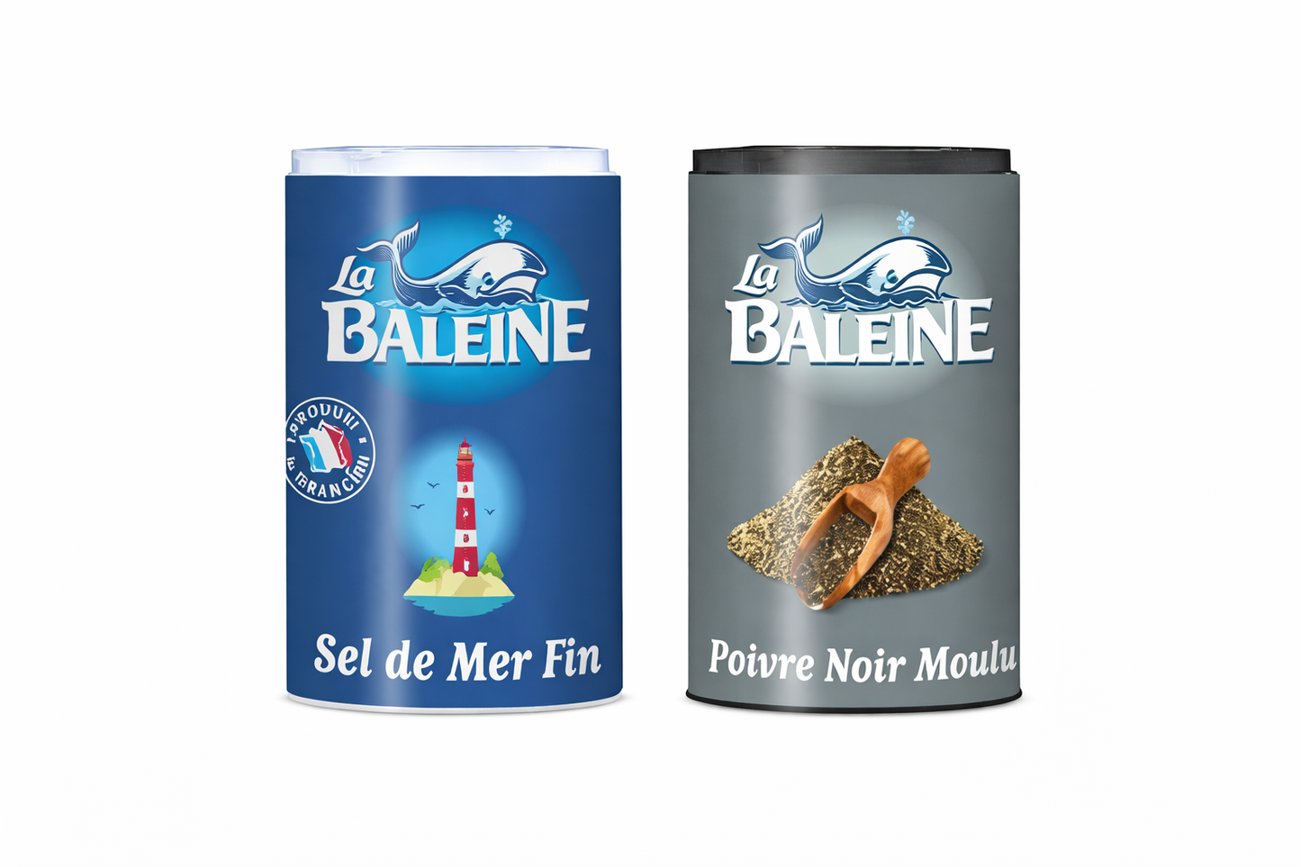 LA BALEINE Duo Sel Mer Méditerranée Poivre 68g – Lot de 2