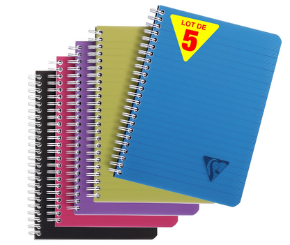 Clairefontaine Linicolor Intensive – Carnet spirale A5 ligné – 180 pages – Couleur aléatoire