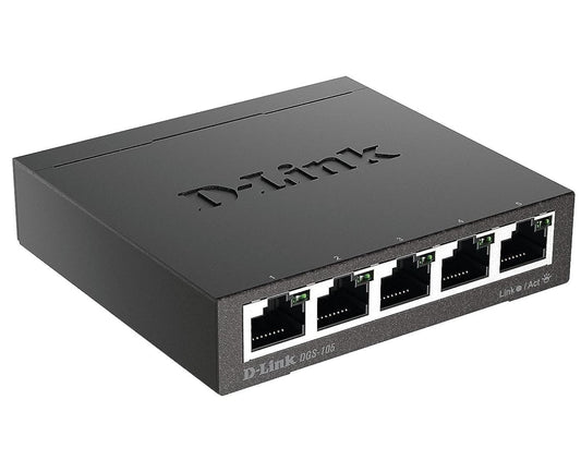 D-Link DGS-105 – Switch Ethernet 5 Ports Gigabit Métallique – 10/100/1000 Mbps – Réseau Fiable pour Maison & Bureau