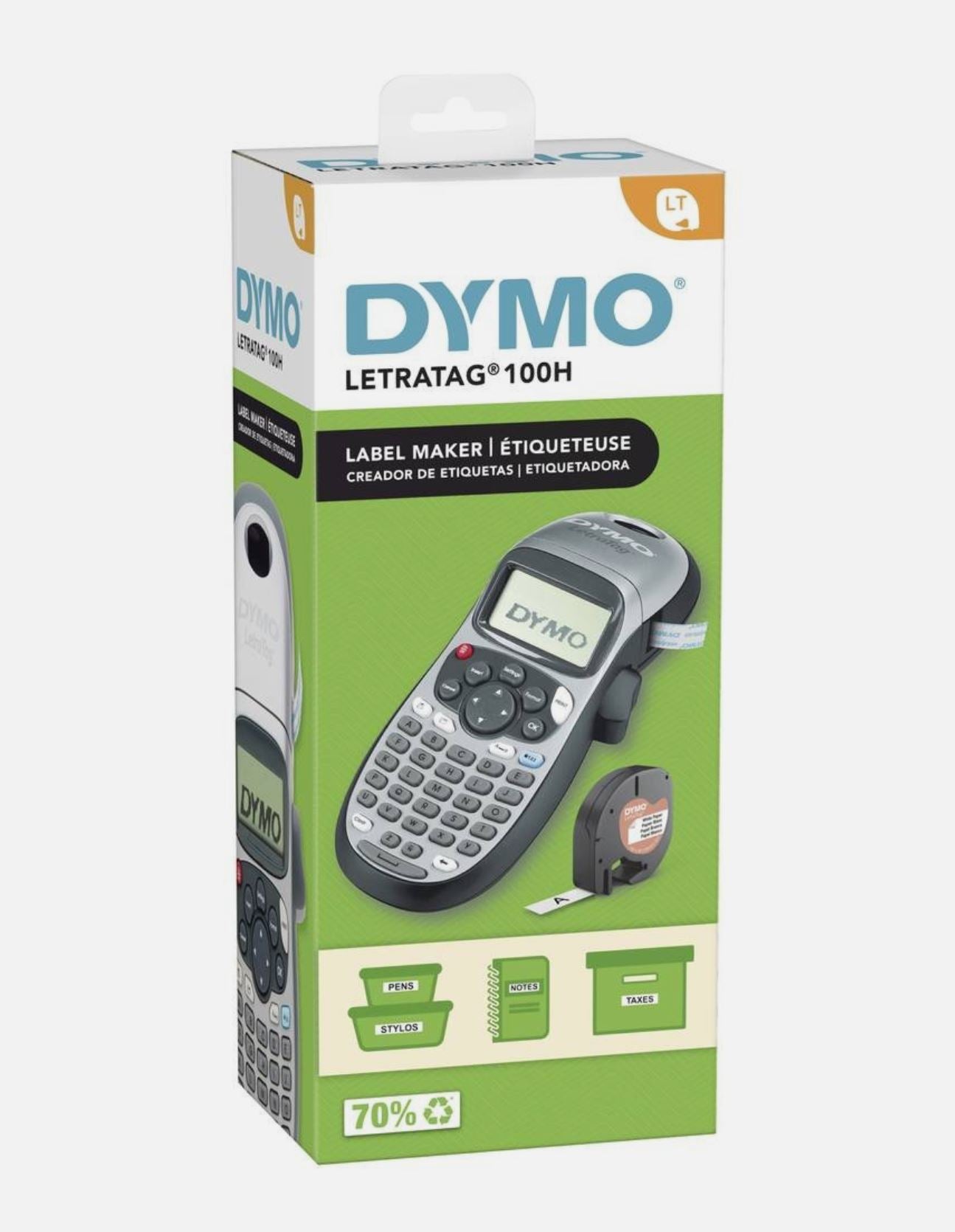 DYMO LetraTag LT-100H – Étiqueteuse Portable Silver Edition – Affichage LCD & Fonction Mémoire – Inclus : Piles – Modèle 2174577