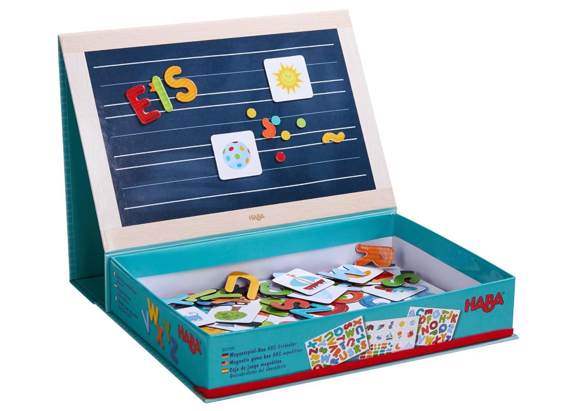 HABA – Boîte de Jeu Magnétique Alphabet – Apprentissage Ludique des Lettres – Dès 4 Ans – 4010168224602