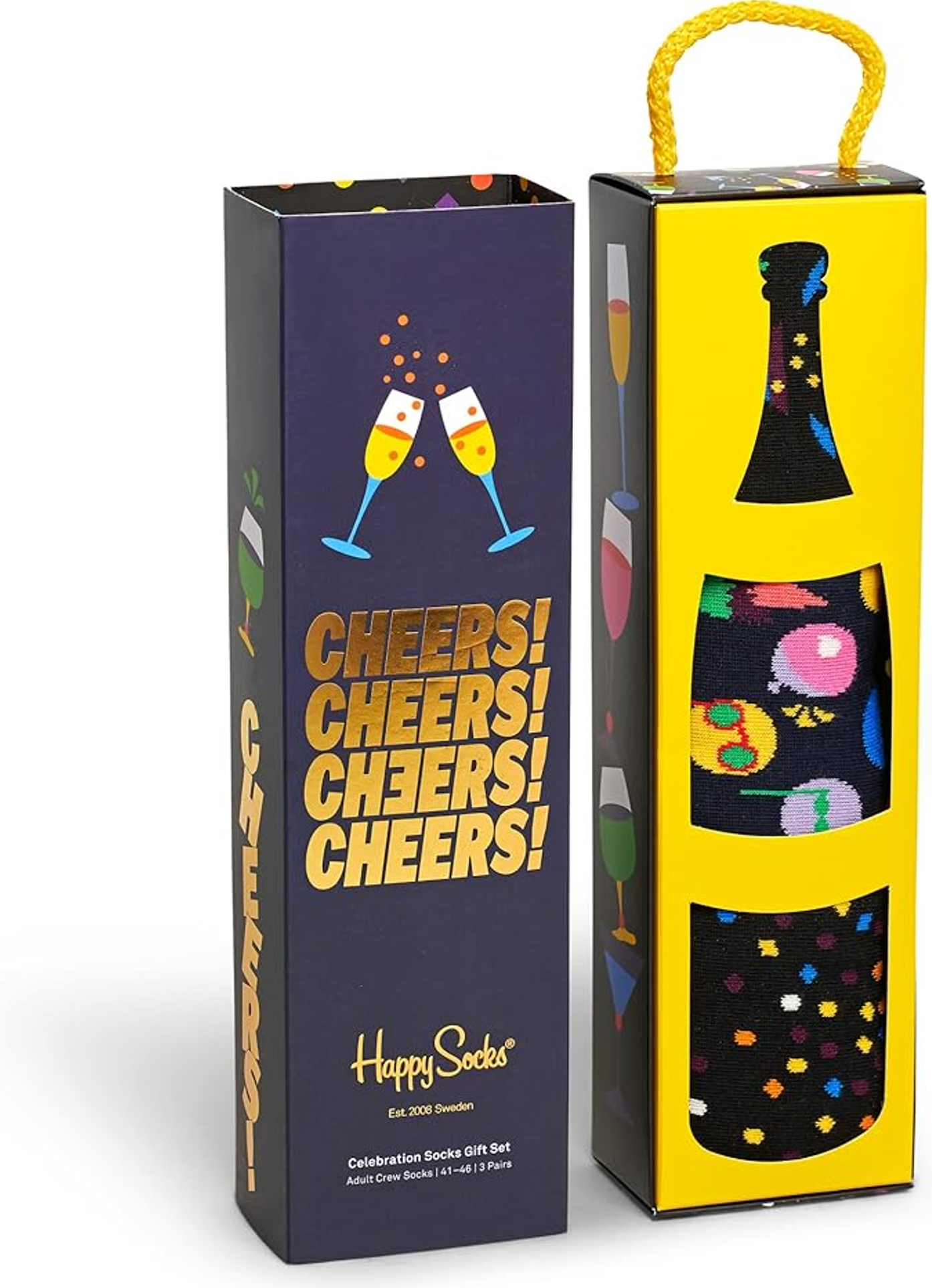 Happy Socks Celebration – Lot de 3 paires de chaussettes colorées – Multicolore – 41-46