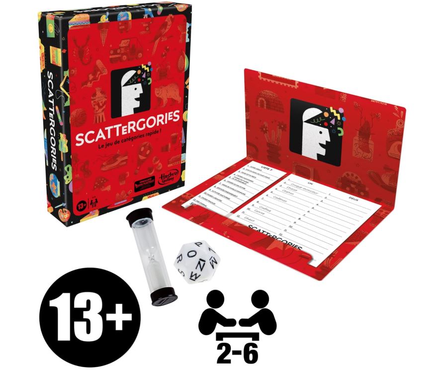 Jeu Scattergories Classique, Jeu de Groupe pour Ados et Adultes, à partir de 13 Ans, Jeu de société pour 2 Joueurs et Plus