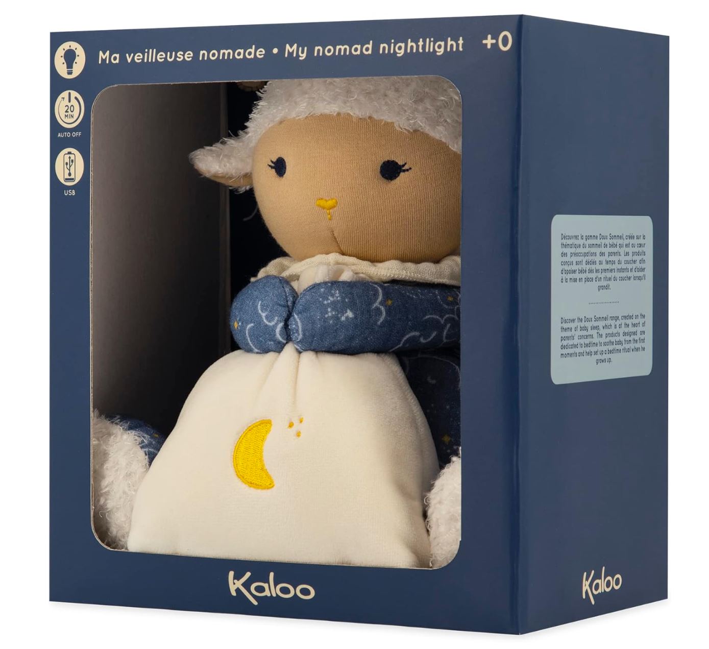 KALOO - Doux Sommeil - Veilleuse Mouton Nomade - Veilleuse Peluche pour Endormir Bébé - Boîtier Amovible et Rechargeable par USB - 20 cm - Dès la Naissance,...
