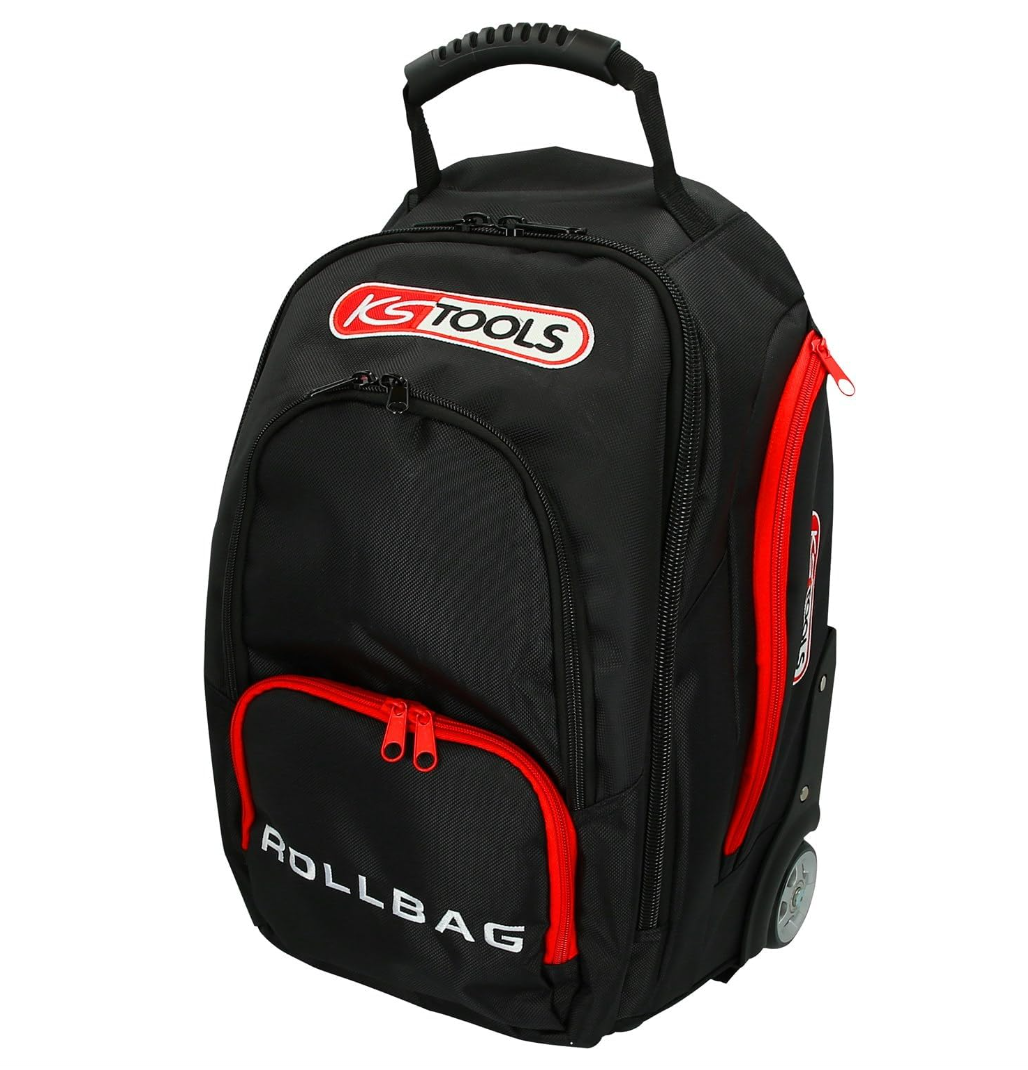 KS Tools 850.0334 – Sac à Dos Porte-Outils ROLLBAG Trolley à Roulettes, Bras Télescopique et Organiseur Amovible