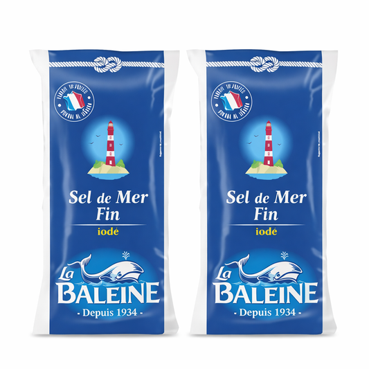 LA BALEINE Sel de Mer Fin Iodé 500g – Lot de 2 Qualité Premium