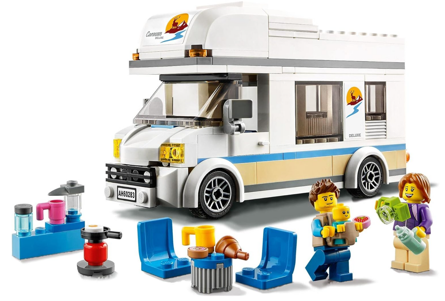 LEGO City 60283 – Le Camping-Car de Vacances – Caravane avec minifigurines – Dès 5 ans