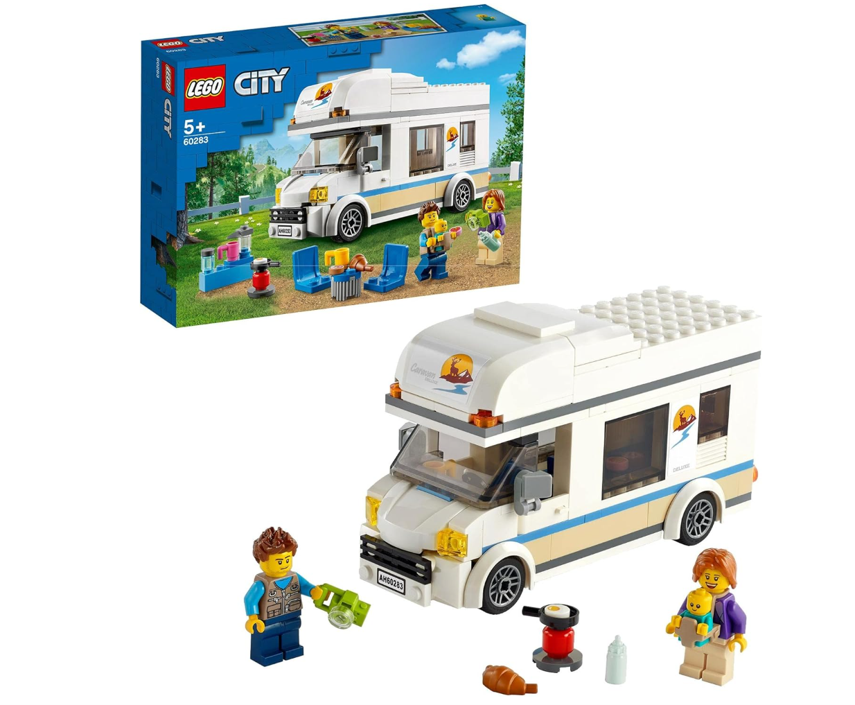LEGO City 60283 – Le Camping-Car de Vacances – Caravane avec minifigurines – Dès 5 ans