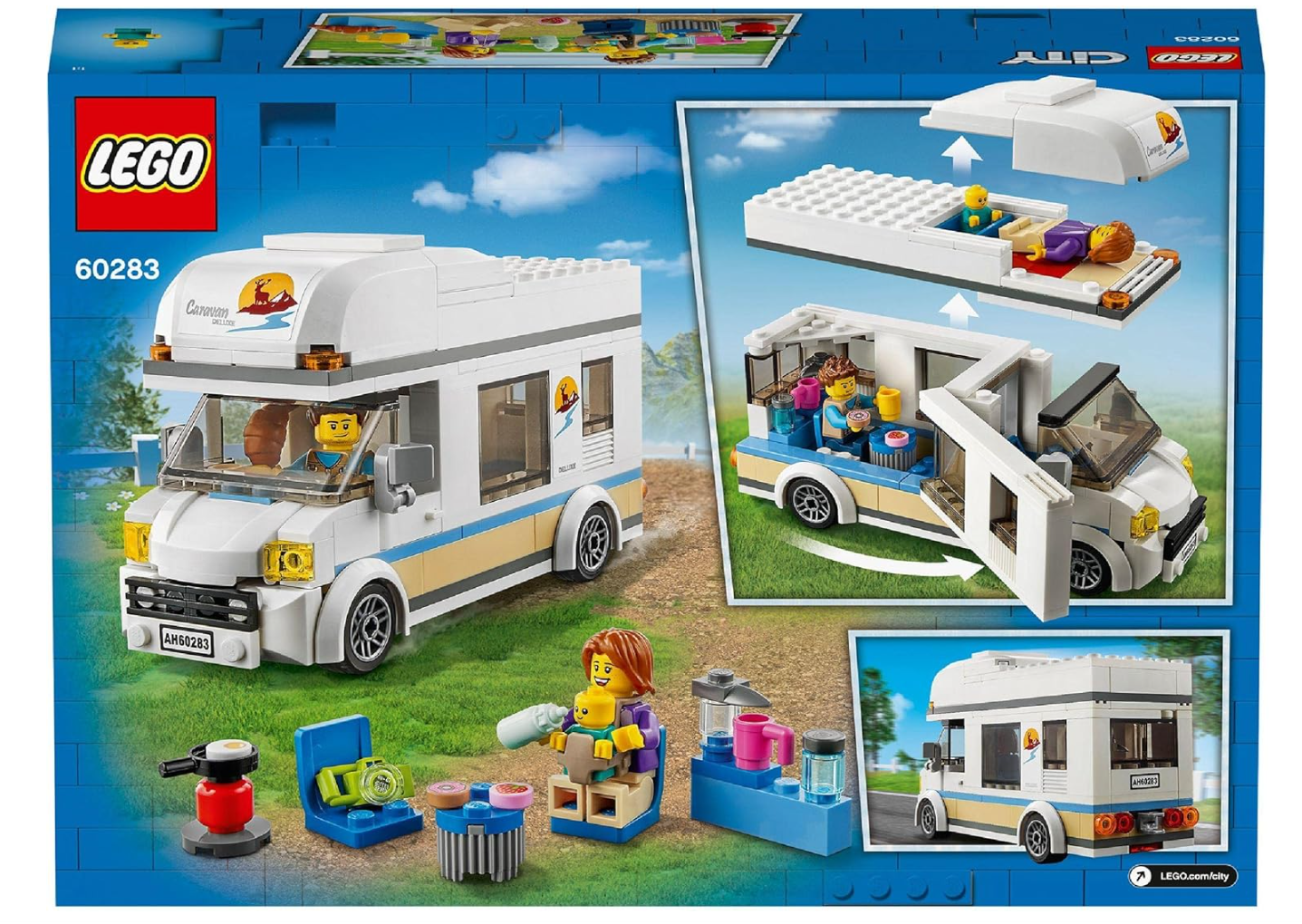 LEGO City 60283 – Le Camping-Car de Vacances – Caravane avec minifigurines – Dès 5 ans
