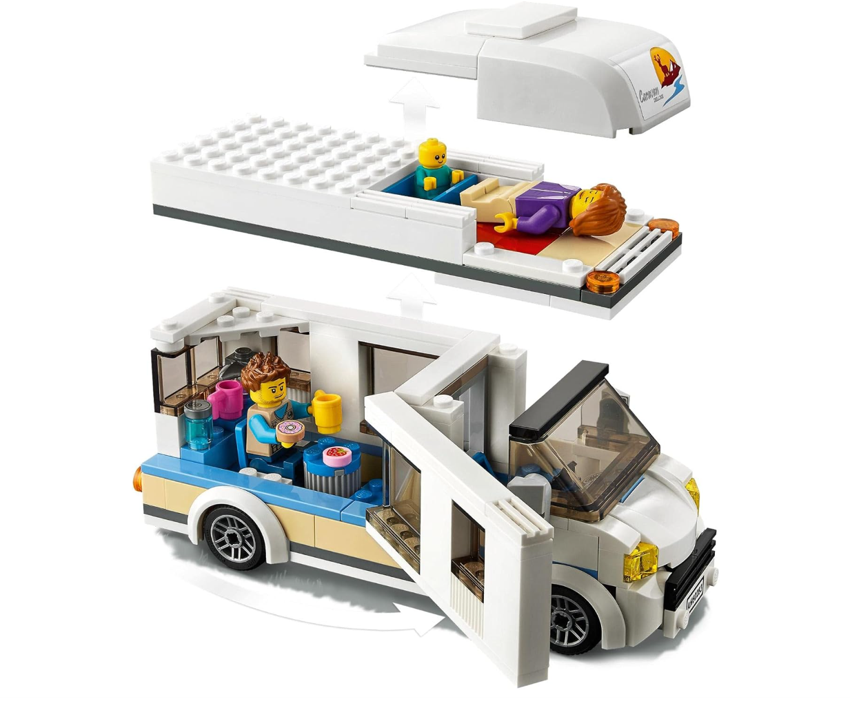 LEGO City 60283 – Le Camping-Car de Vacances – Caravane avec minifigurines – Dès 5 ans