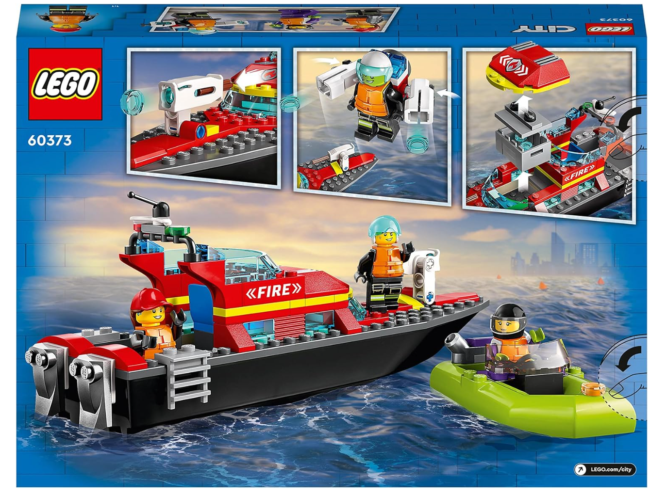 LEGO City 60373 – Le Bateau de Sauvetage des Pompiers – Set flottant avec jetpack – Dès 5 ans