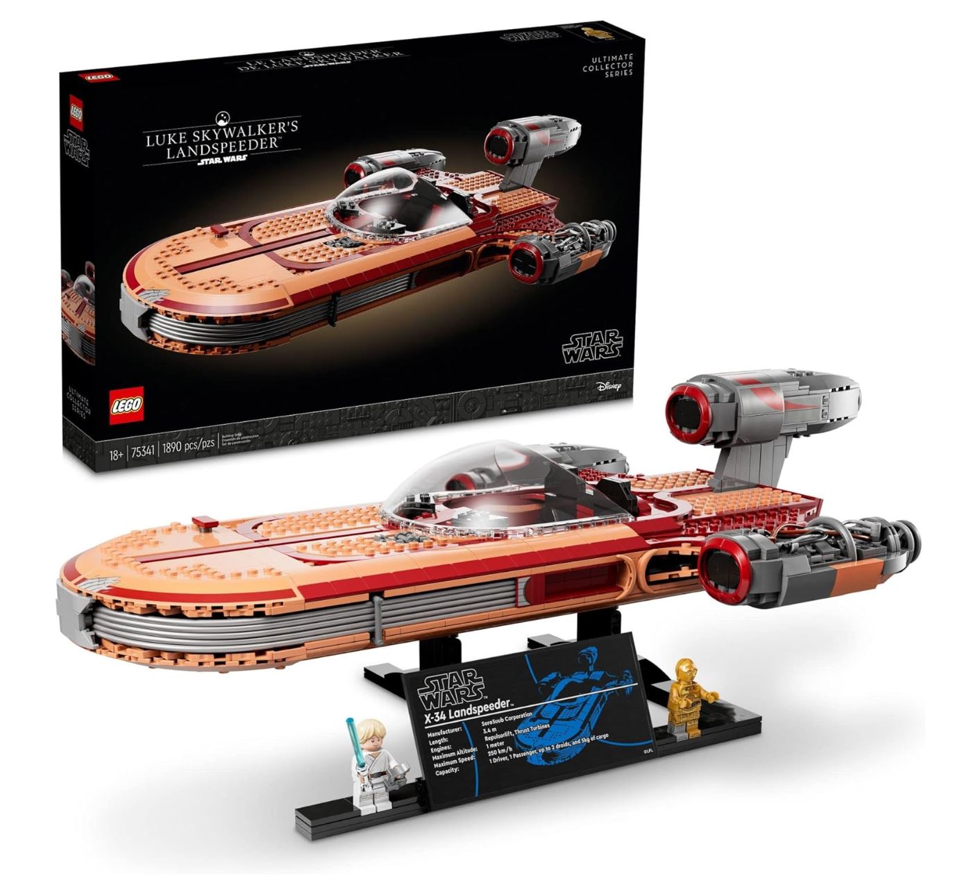 LEGO Star Wars UCS 75341 – Luke Skywalker’s Landspeeder™ – Modèle Collector 1890 pièces