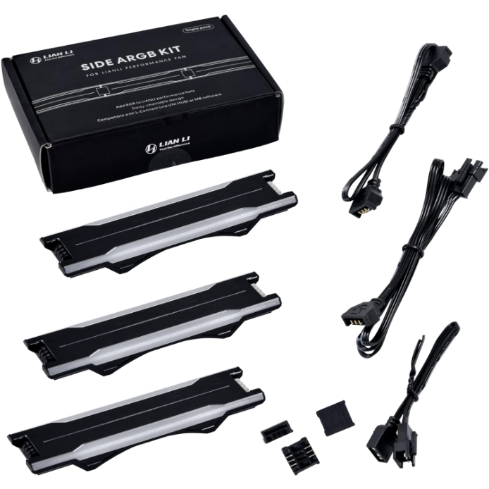 LIAN LI UNI Fan P28 ARGB – Lot de 3 bandes RGB latérales – Noir – P28ARGB-B