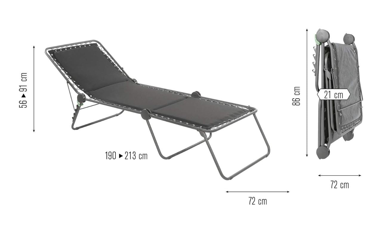 Transat Pliant Lafuma Siesta L – Polycoton Gris – 4 Positions – Structure Acier – Made in France