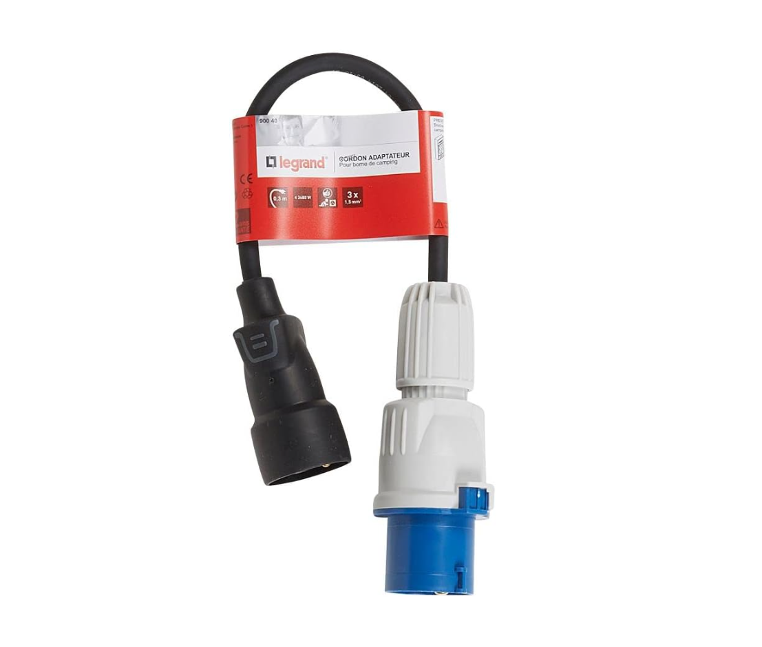 Legrand - Cordon pour borne de camping - fiche mâle CEE 17 + fiche femelle 2P+T - 0,30m