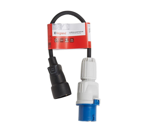 Legrand - Cordon pour borne de camping - fiche mâle CEE 17 + fiche femelle 2P+T - 0,30m