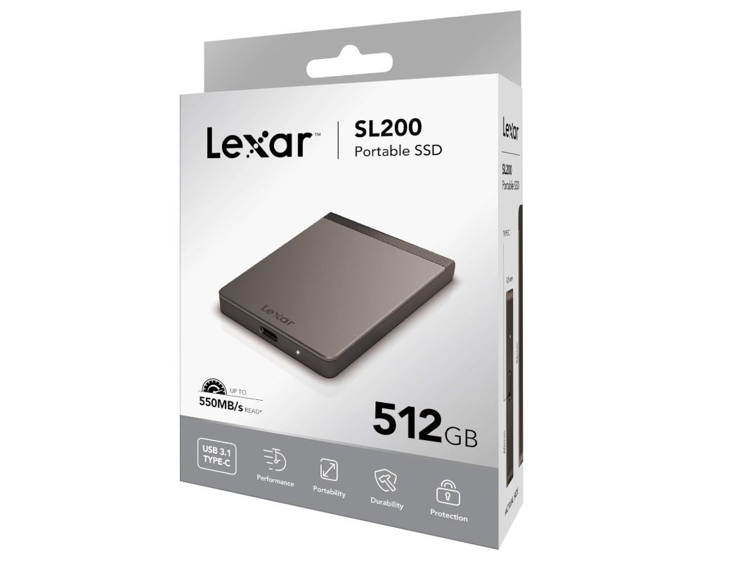 Lexar SSD SL200 – Disque Dur Externe Portable 500 Go – USB 3.1 Type-C – Compact & Rapide – LSL200X512G-RNNNG