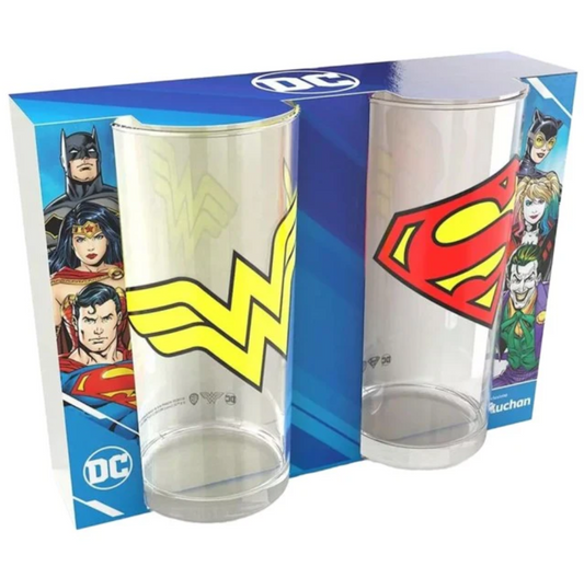 Lot de 2 verres à boire DC Comics Wonder Woman & Superman 0,27 L