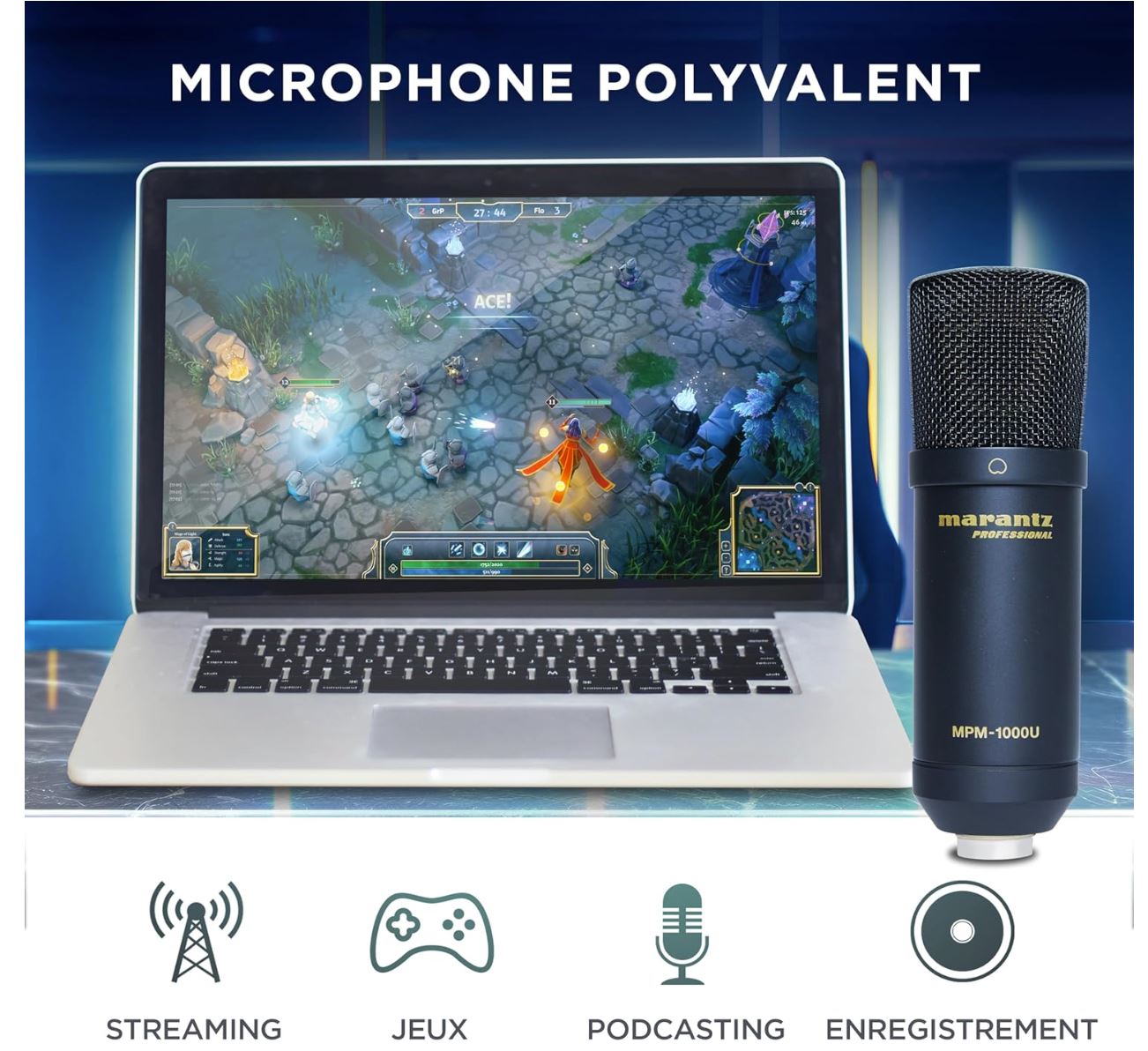 Marantz Professional MPM-1000U – Microphone USB à Condensateur pour Streaming, Podcast & Gaming – Son Studio Plug & Play pour PC/Mac