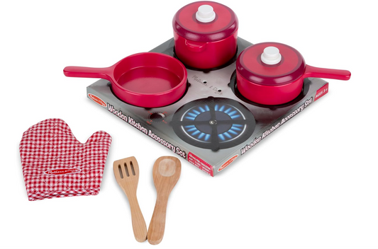 Melissa & Doug – Ensemble d’accessoires de cuisine en bois (8 pièces) – Jeu d’imitation – Dès 3 ans