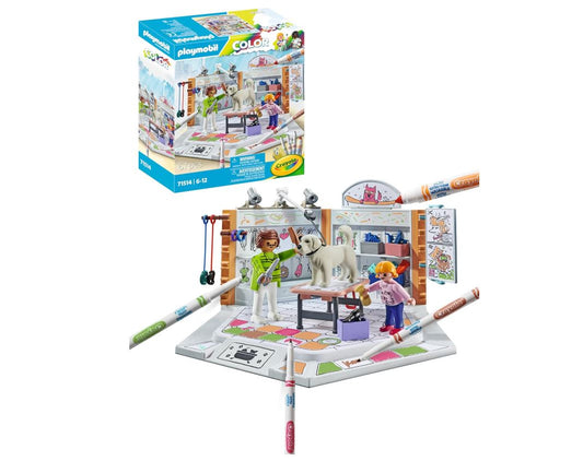 Playmobil 71514 – Salon de Toilettage Color – 61 Pièces – 2 Personnages, 1 Chien, Feutres Effaçables – Dès 6 Ans