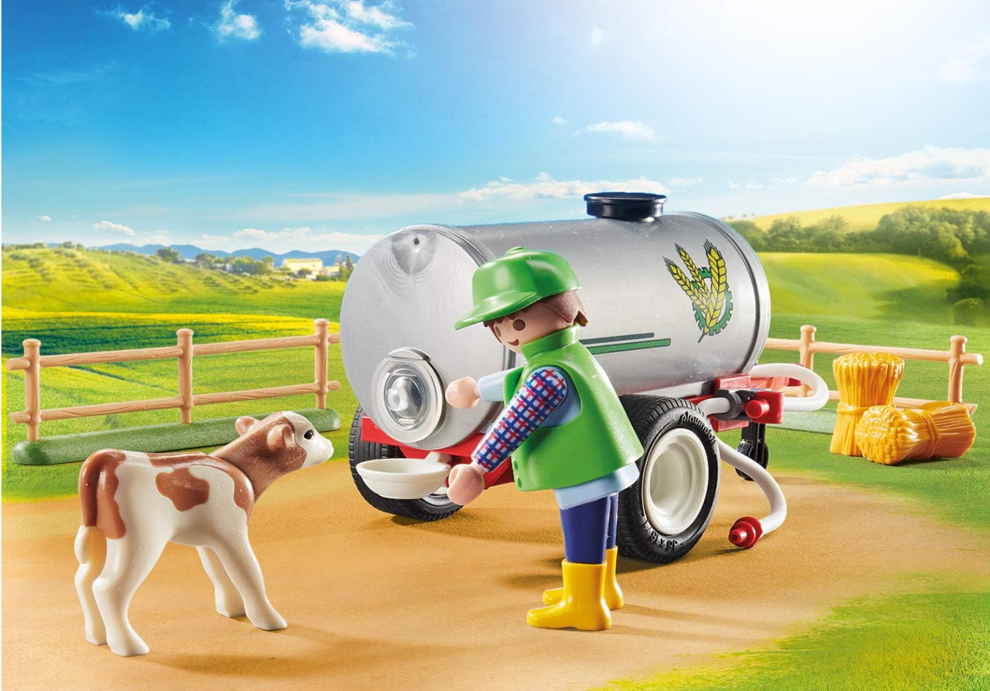 Playmobil 70367 Country Loading Tractor with Water Tank, for Children Ages 4+