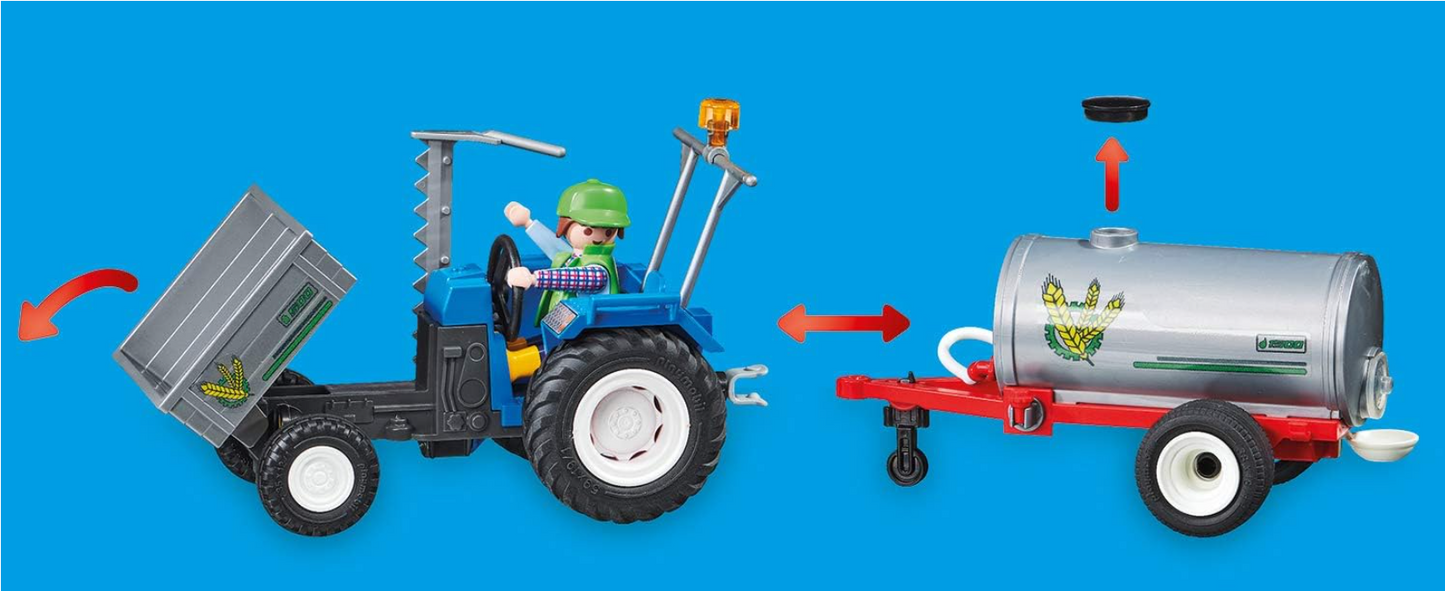 Playmobil 70367 Country Loading Tractor with Water Tank, for Children Ages 4+