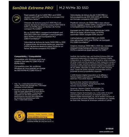 SanDisk Extreme PRO SSD Interne 1 To – M.2 NVMe PCIe Gen3 x4 - vue 3