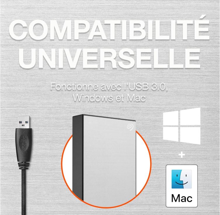 Seagate One Touch – Disque Dur Externe Portable 1TB – USB 3.0 – PC/Mac – Light Blue – STKB1000401