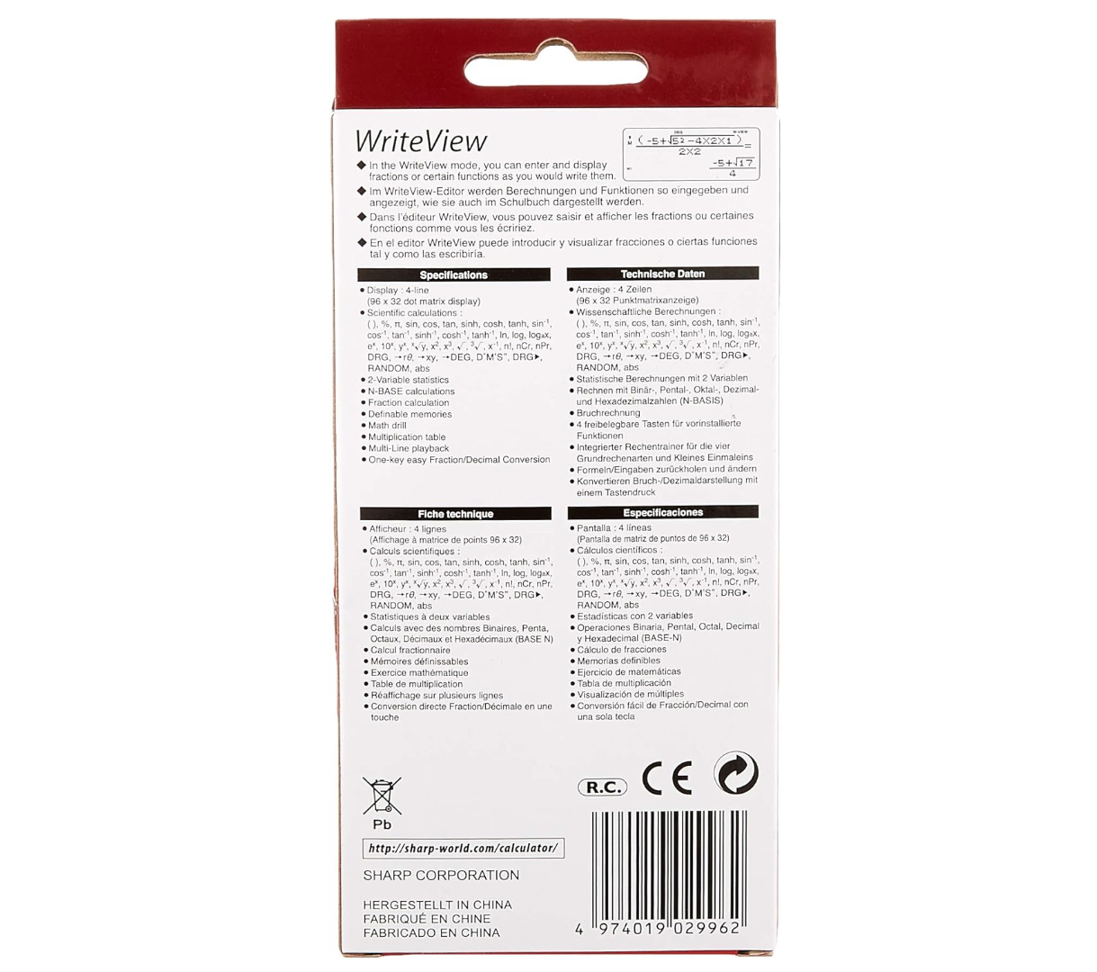 Sharp EL-W531XG Orange – Calculatrice scientifique – Occasion comme neuf