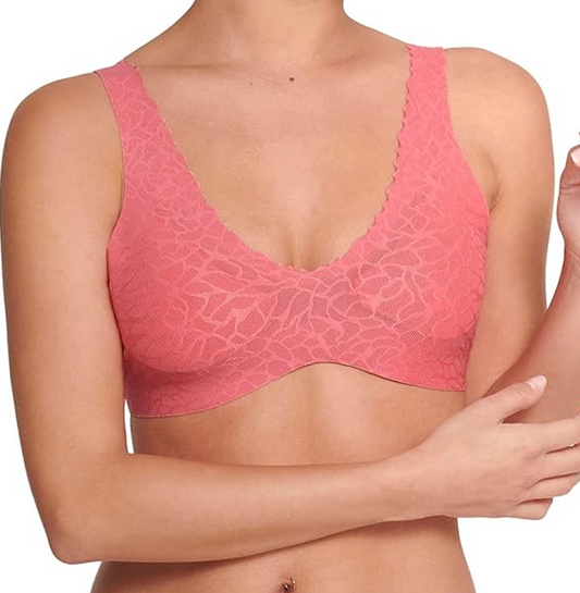 Sloggi Zero Feel Lace 2.0 Bralette – Soutien-gorge femme sans armatures – Desert Rose – Taille L