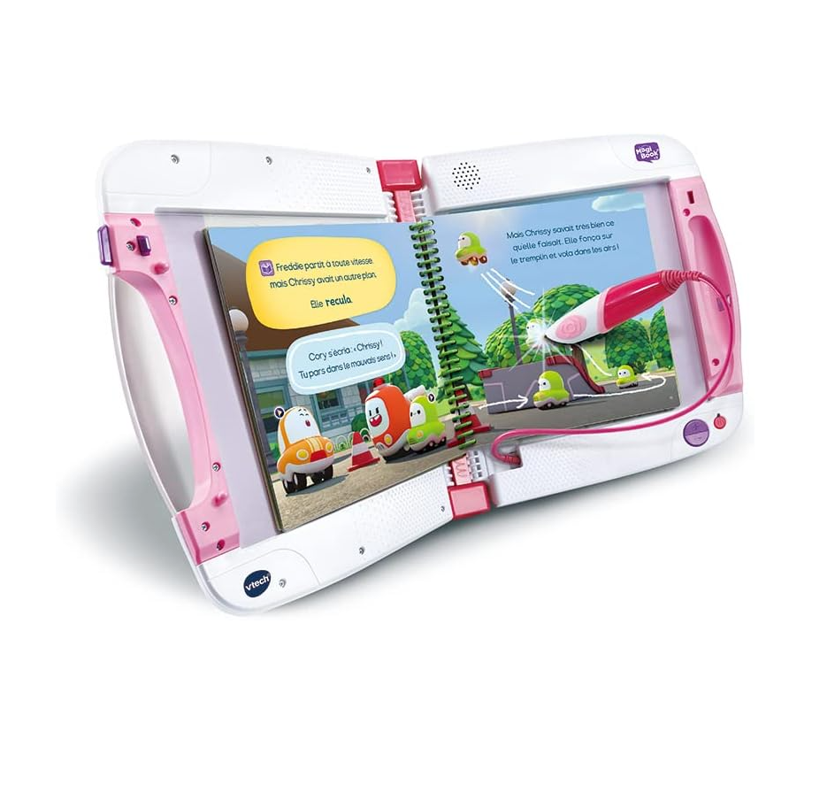 VTech MagiBook v2 Starter Pack Rose – Plateforme de Lecture Interactive + Livre Tut Tut Cory Bolides – Enfant 2 à 8 ans