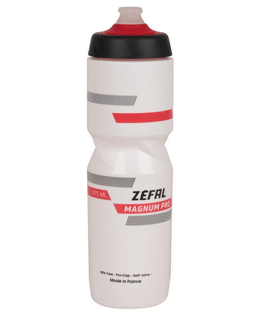 Zéfal Magnum Pro – Gourde 975 ml blanche/rouge-noir, anti-fuite pour vélo & sortie longue