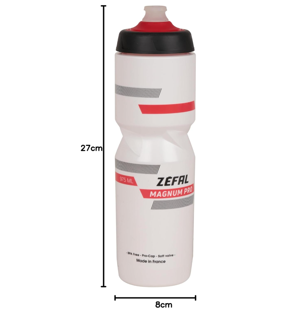 Zéfal Magnum Pro – Gourde 975 ml blanche/rouge-noir, anti-fuite pour vélo & sortie longue